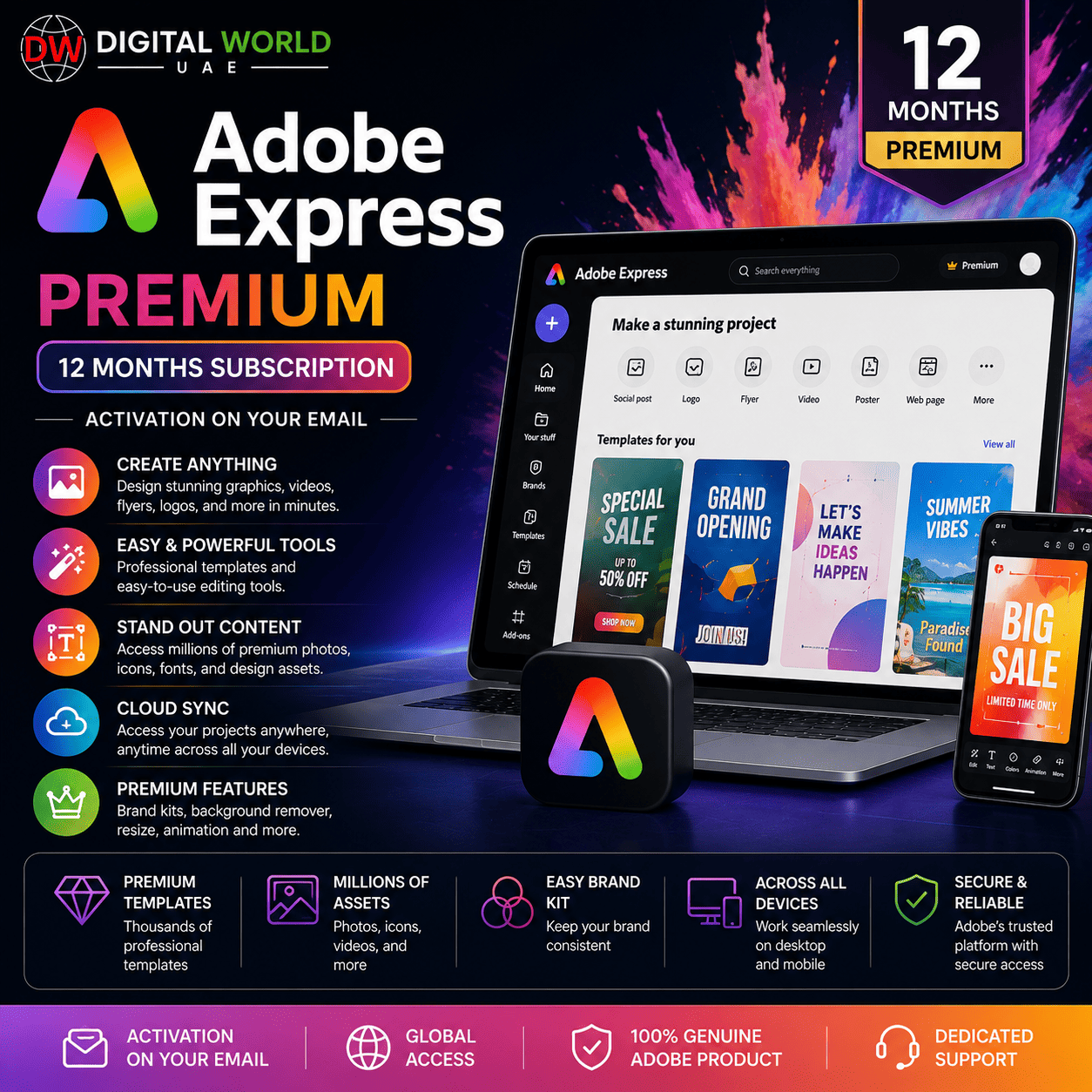 Adobe Express Redeem Key 12M Adobe Express Premium – 12 Months | Activation on Your Email - Image 1