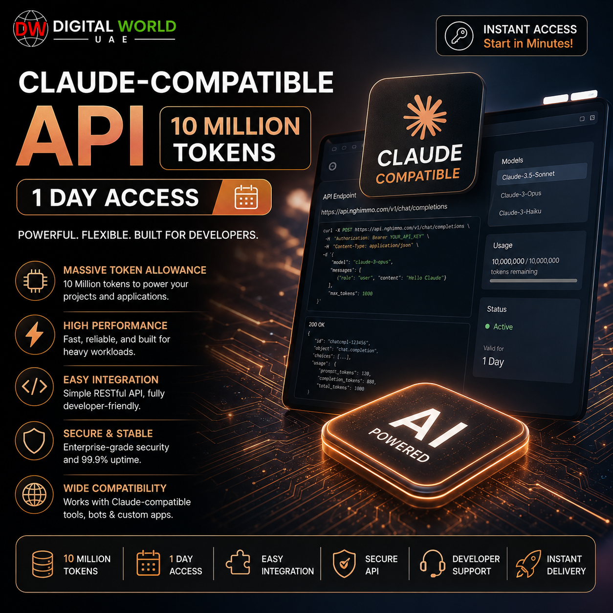 Claude API Claude-Compatible API – 10 Million Tokens | 1 Day Access - Image 1